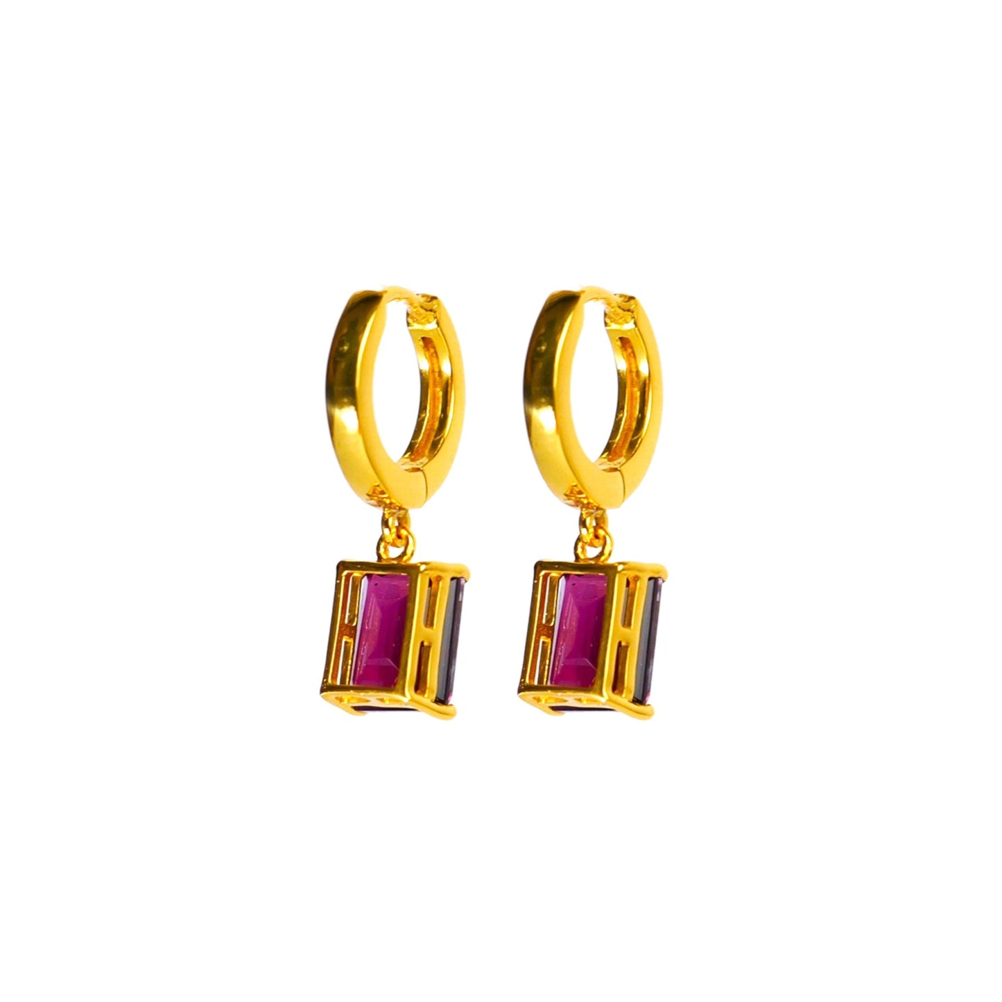 CLASSIC SQUARE EARRINGS- RHODOLITE(G)