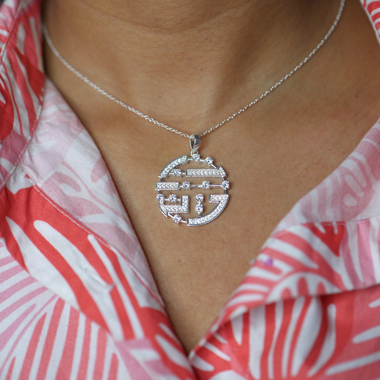 GRID PENDANT- SILVER