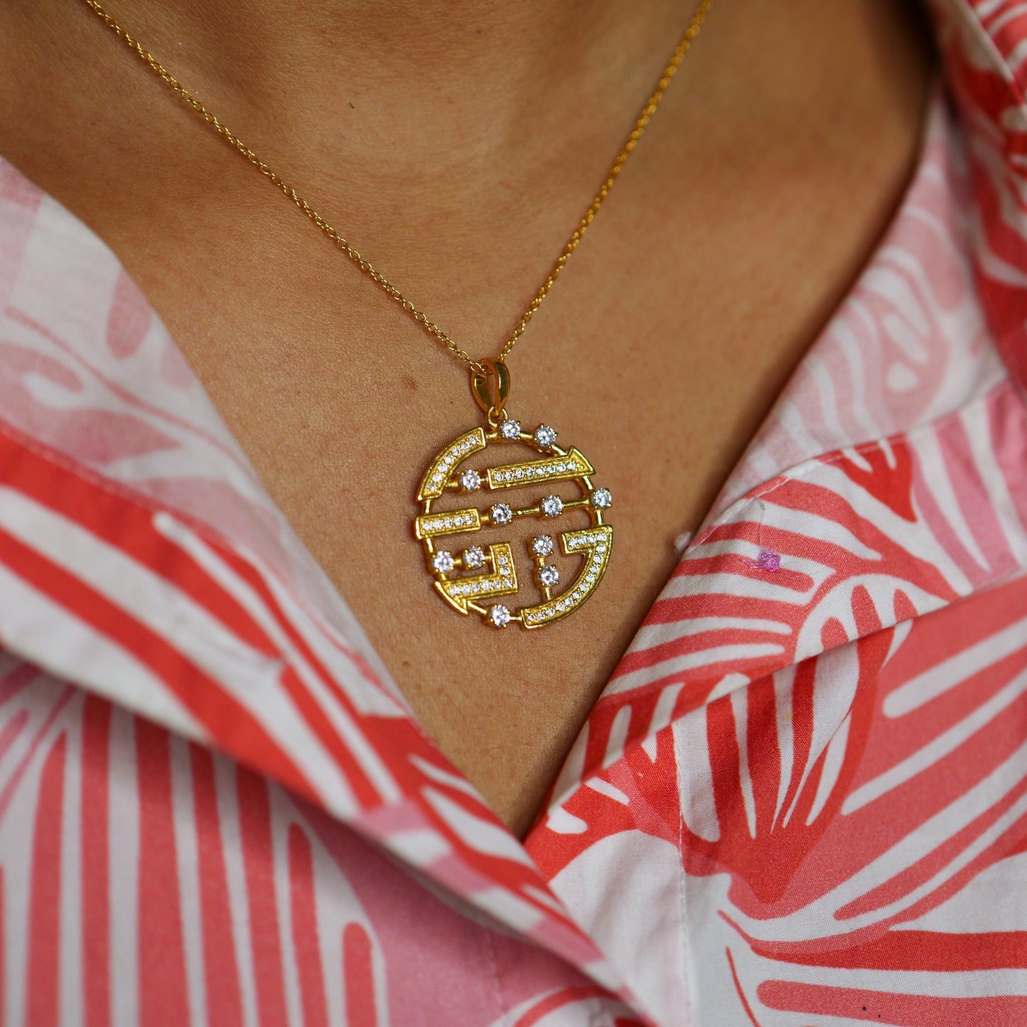 GRID PENDANT- GOLD