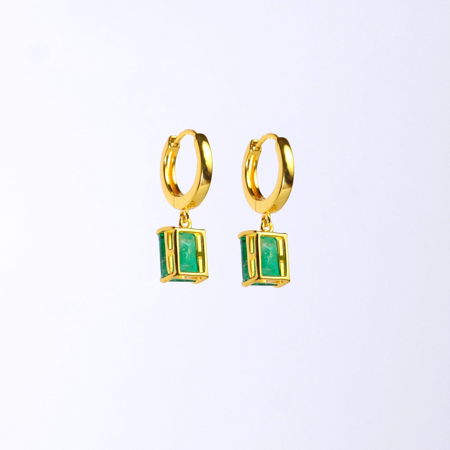 CLASSIC SQUARE EARRINGS- EMERALD(G)