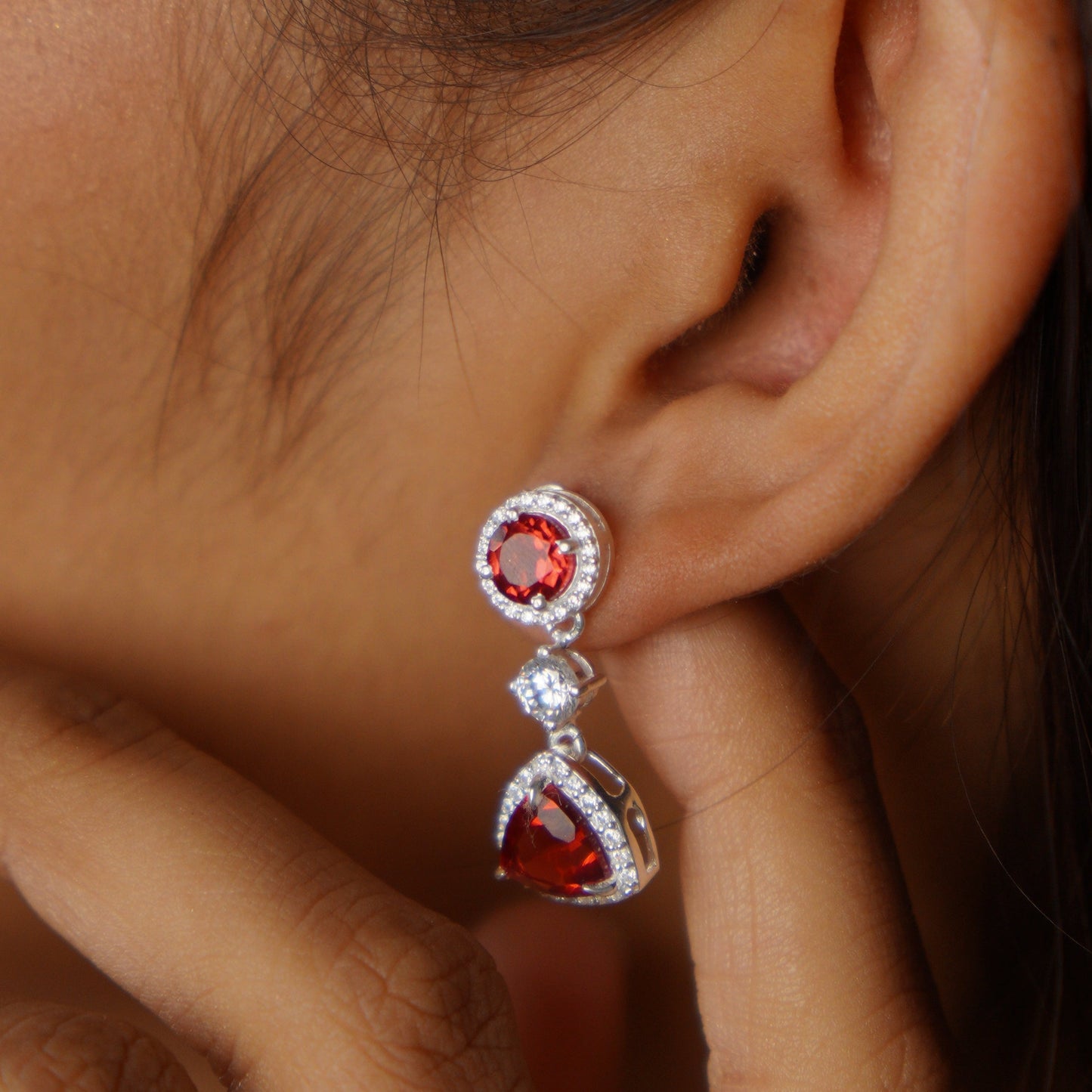 VELVET DROP EARRINGS- RUBY(S)