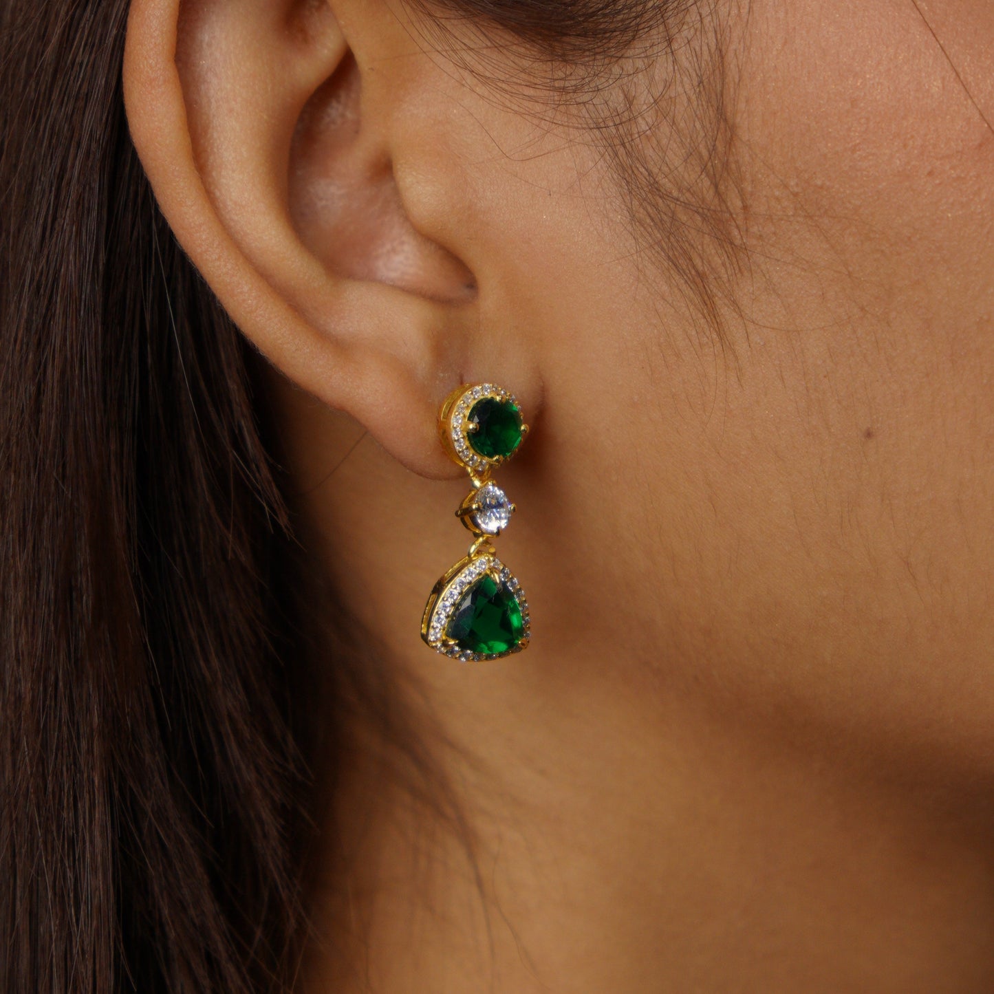 VELVET DROP EARRINGS- EMERALD(G)