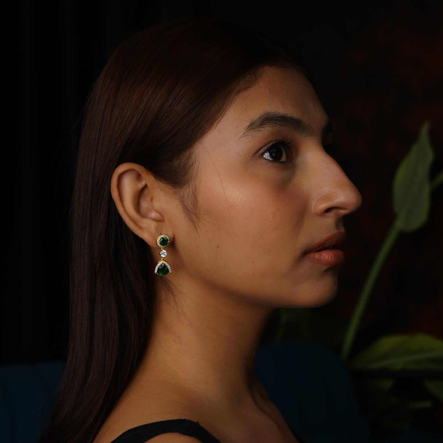VELVET DROP EARRINGS- EMERALD(G)