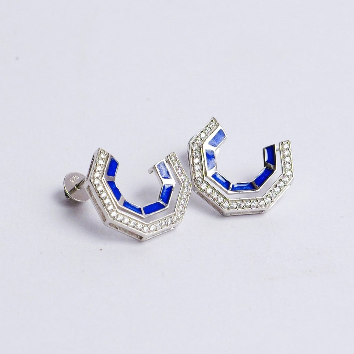 CUT EARRINGS- BLUE