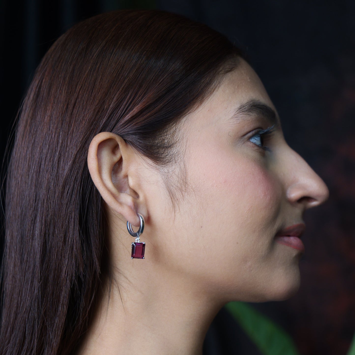 CLASSIC SQUARE EARRINGS- RHODOLITE(S)