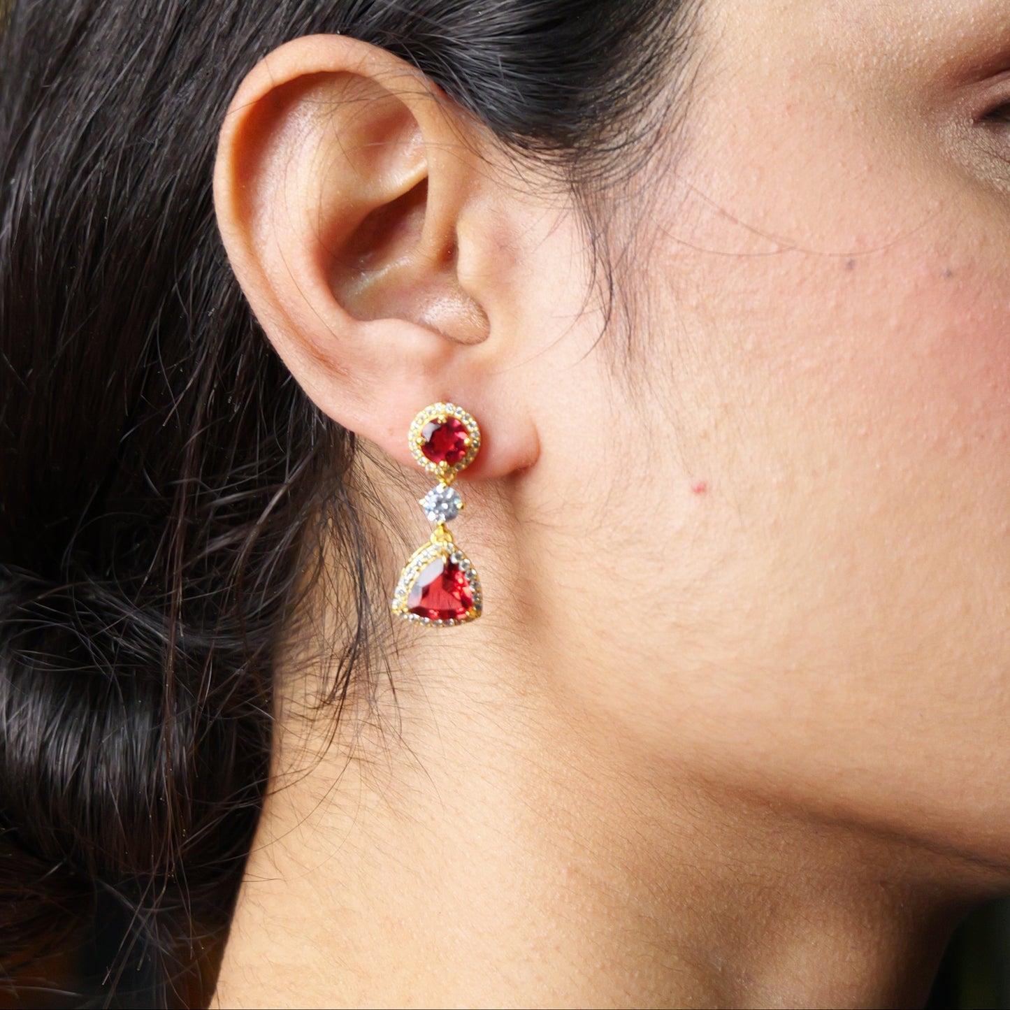 VELVET DROP EARRINGS- RUBY(G)