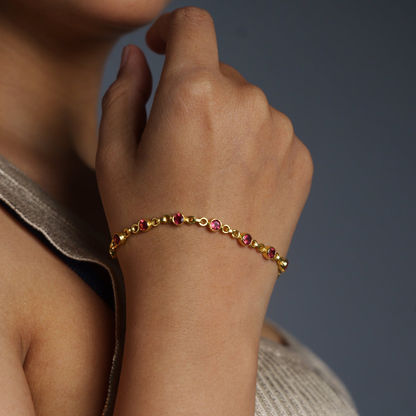 DEWDROP BRACELET- RUBY(G)