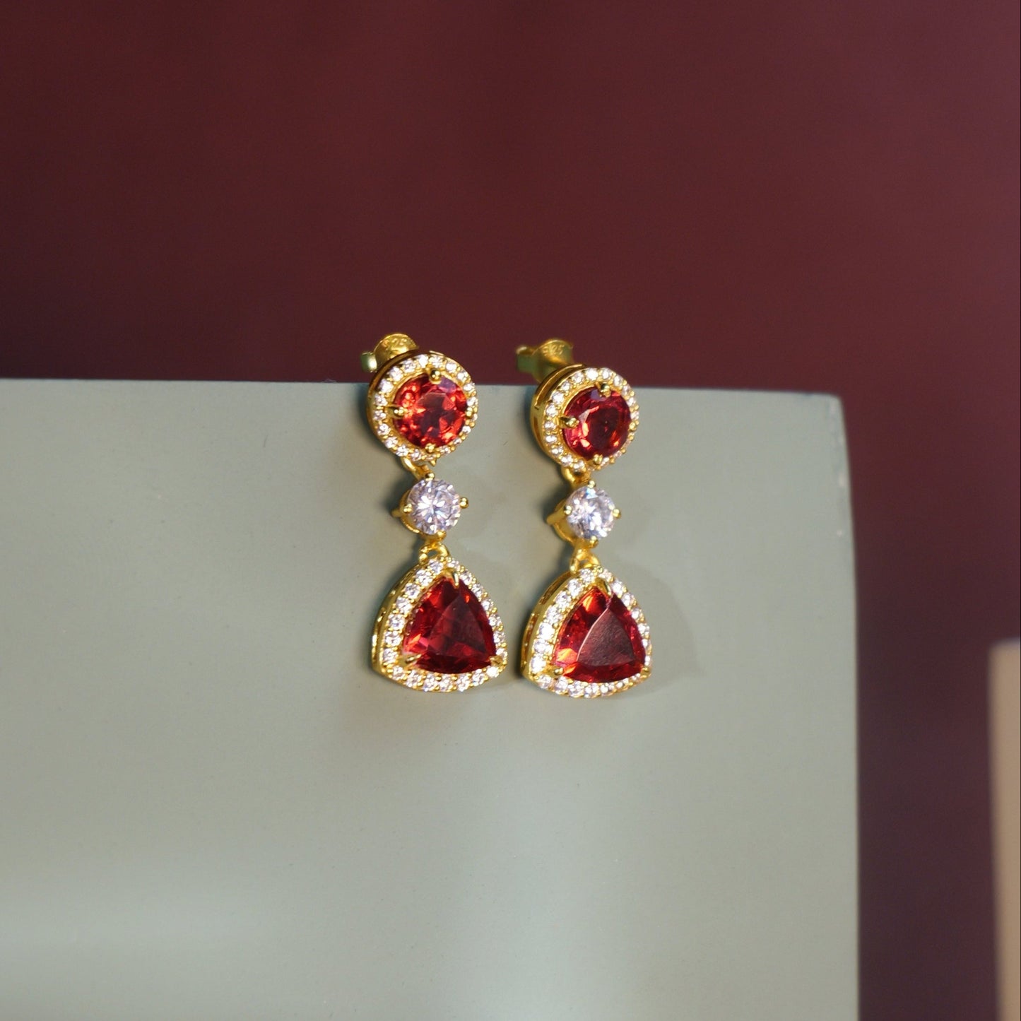 VELVET DROP EARRINGS- RUBY(G)