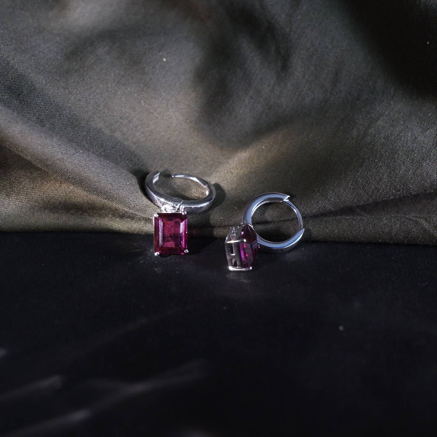 CLASSIC SQUARE EARRINGS- RHODOLITE(S)