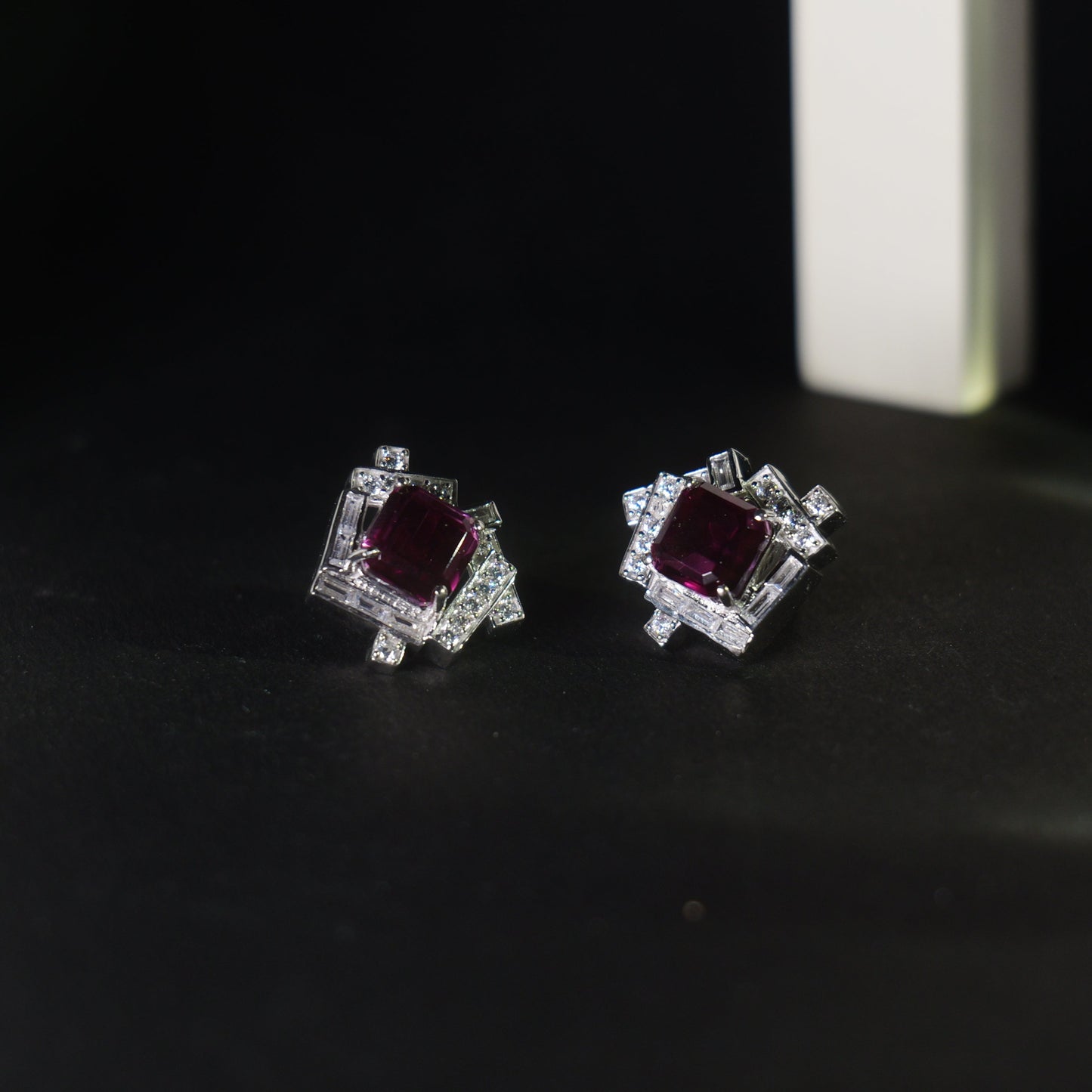 GEMFRAME EARRINGS- RHODOLITE