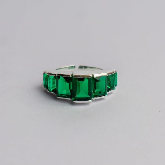 STEP STACK RING ADJUSTABLE- EMERALD(S)