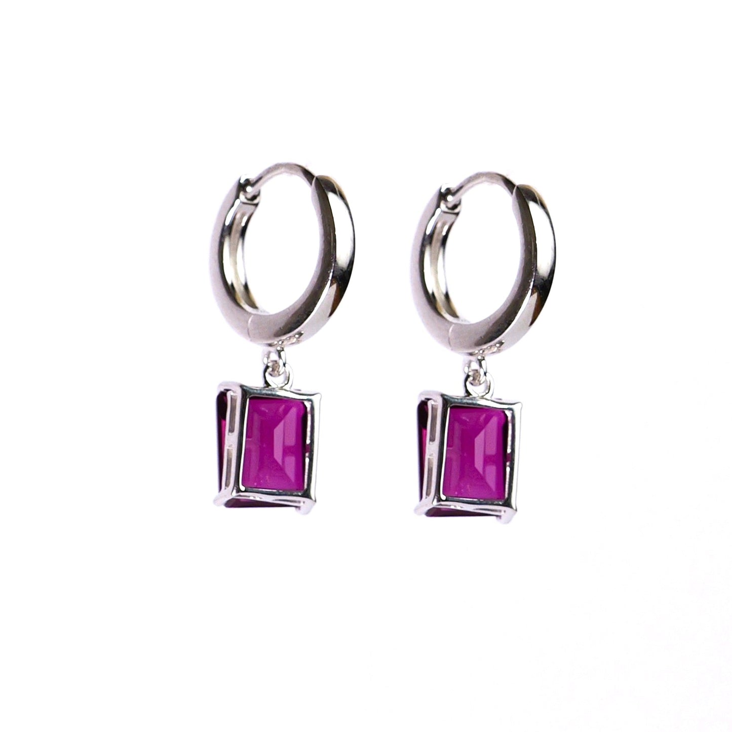 CLASSIC SQUARE EARRINGS- RHODOLITE(S)