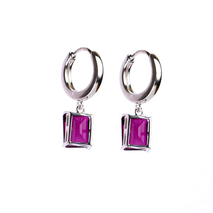 CLASSIC SQUARE EARRINGS- RHODOLITE(S)