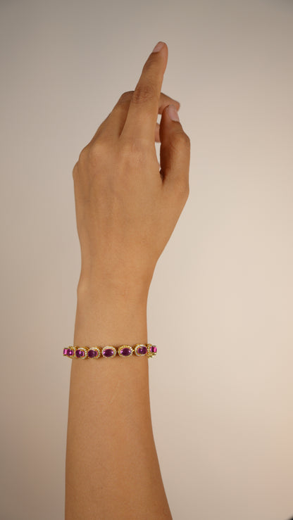 SIGNATURE OVAL BRACELET- RHODOLITE(G)