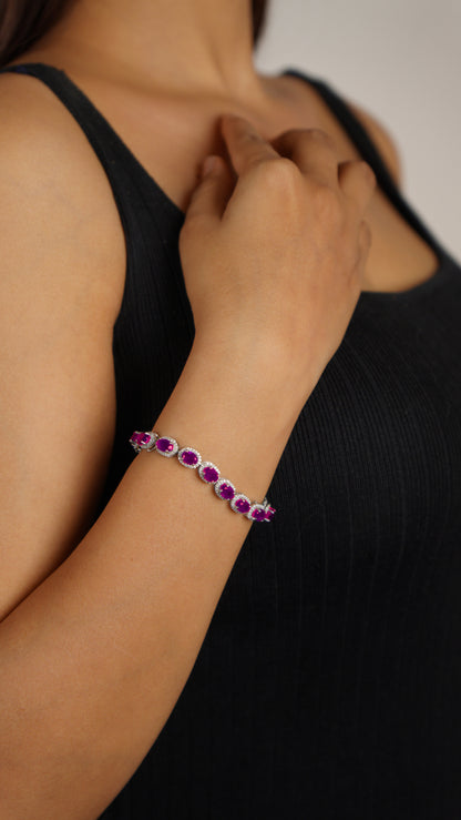 SIGNATURE OVAL BRACELET- RHODOLITE(S)