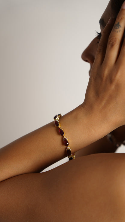 SIGNATURE TEARCUT BRACELET- RHODOLITE(G)