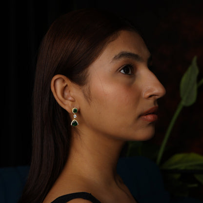VELVET DROP EARRINGS- EMERALD(G)