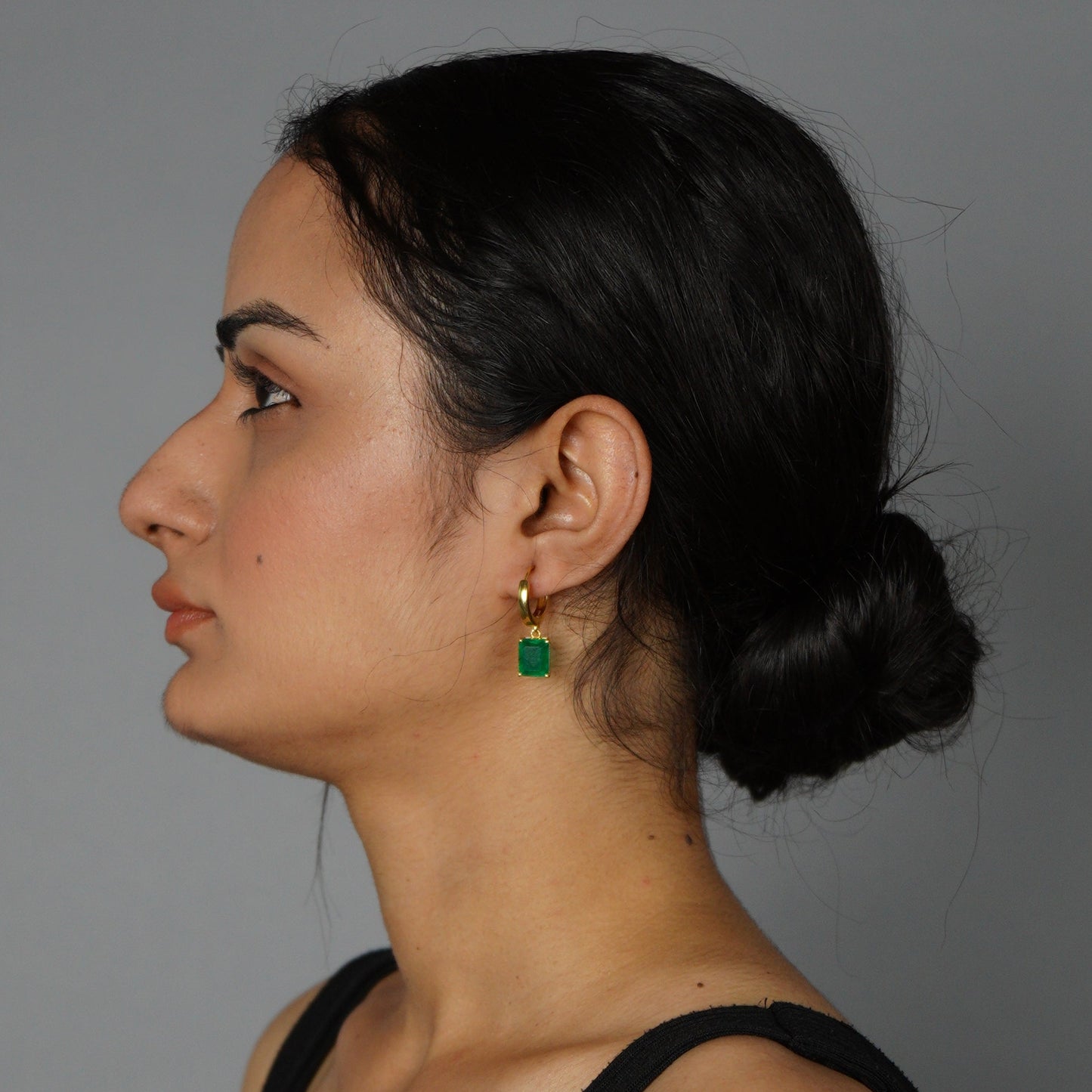 CLASSIC SQUARE EARRINGS- EMERALD(G)