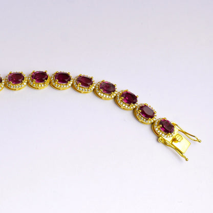 SIGNATURE OVAL BRACELET- RHODOLITE(G)