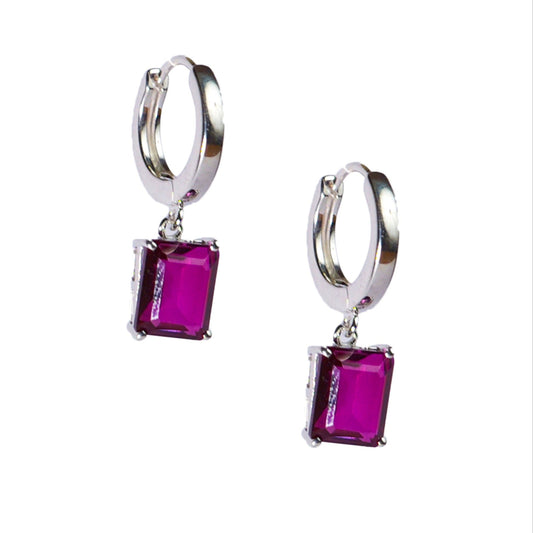 CLASSIC SQUARE EARRINGS- RHODOLITE(S)