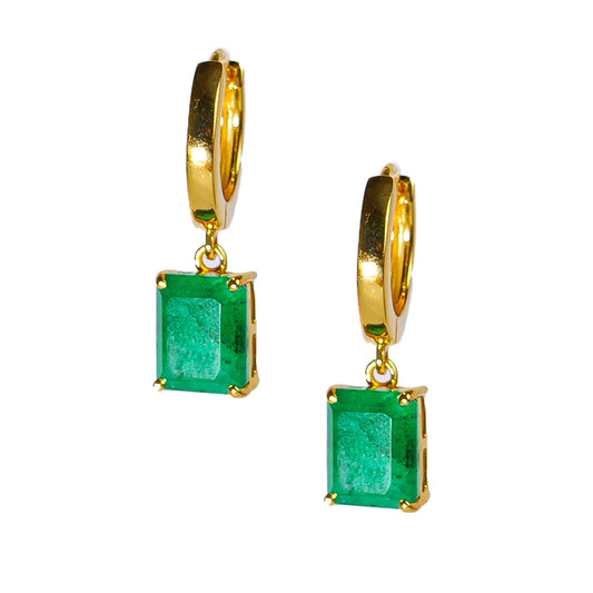 CLASSIC SQUARE EARRINGS- EMERALD(G)