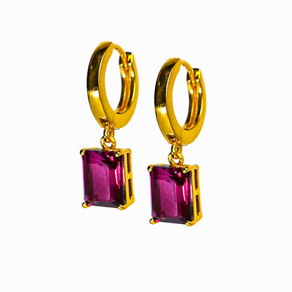 CLASSIC SQUARE EARRINGS- RHODOLITE(G)