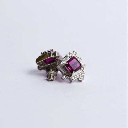 GEMFRAME EARRINGS- RHODOLITE
