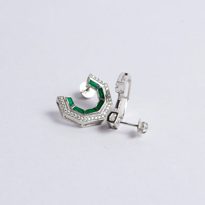 CUT EARRINGS- GREEN