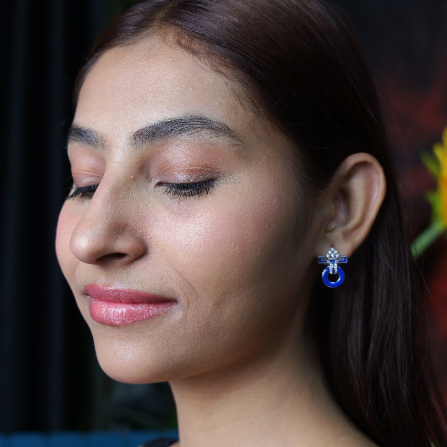 HALO EARRINGS- BLUE