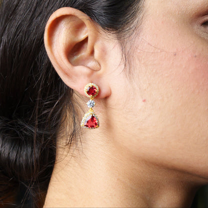 VELVET DROP EARRINGS- RUBY(G)