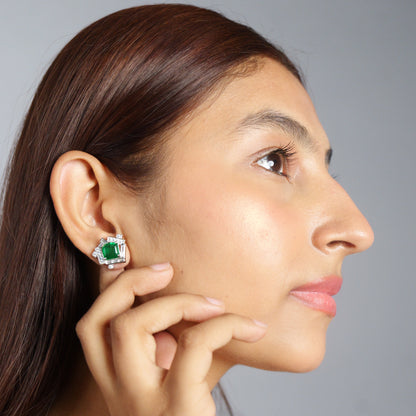 GEMFRAME EARRINGS- EMERALD