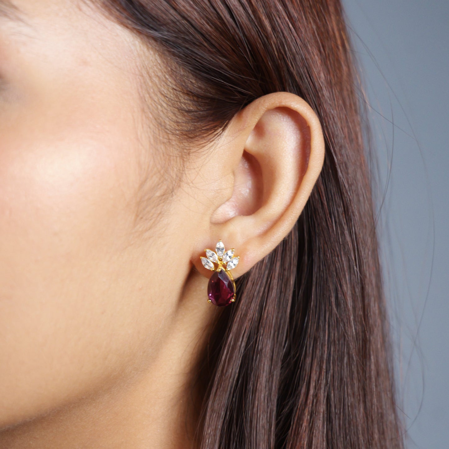 SCARLET EARRINGS- RHODOLITE(G)