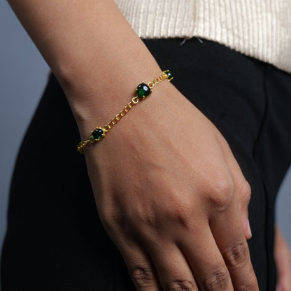 PENTA STONE BRACELET- EMERALD(G)
