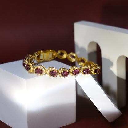 SIGNATURE OVAL BRACELET- RHODOLITE(G)
