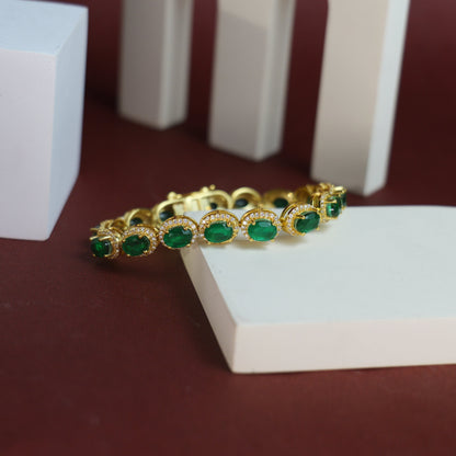SIGNATURE OVAL BRACELET- EMERALD(G)