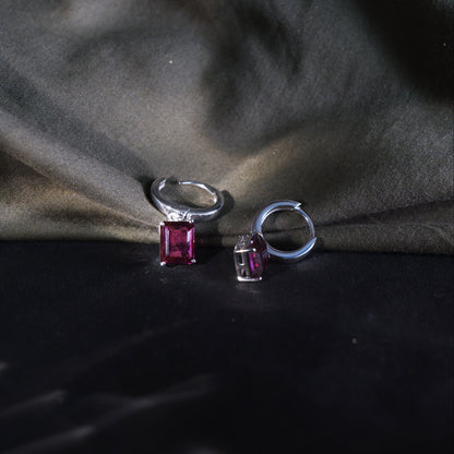 CLASSIC SQUARE EARRINGS- RHODOLITE(S)