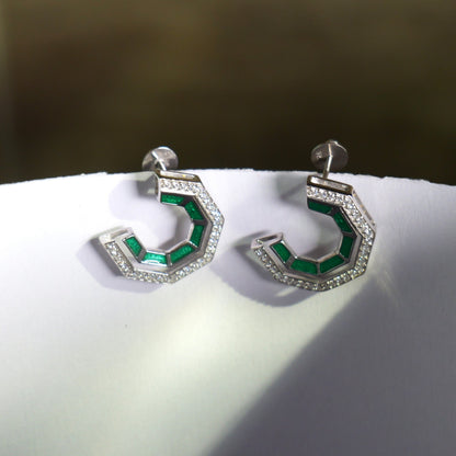 CUT EARRINGS- GREEN