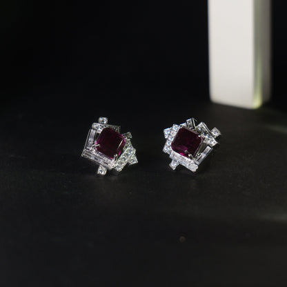 GEMFRAME EARRINGS- RHODOLITE