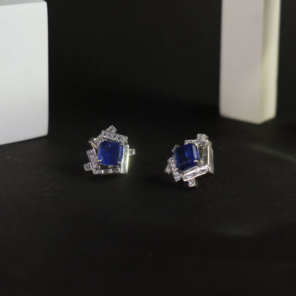 GEMFRAME EARRINGS- BLUE