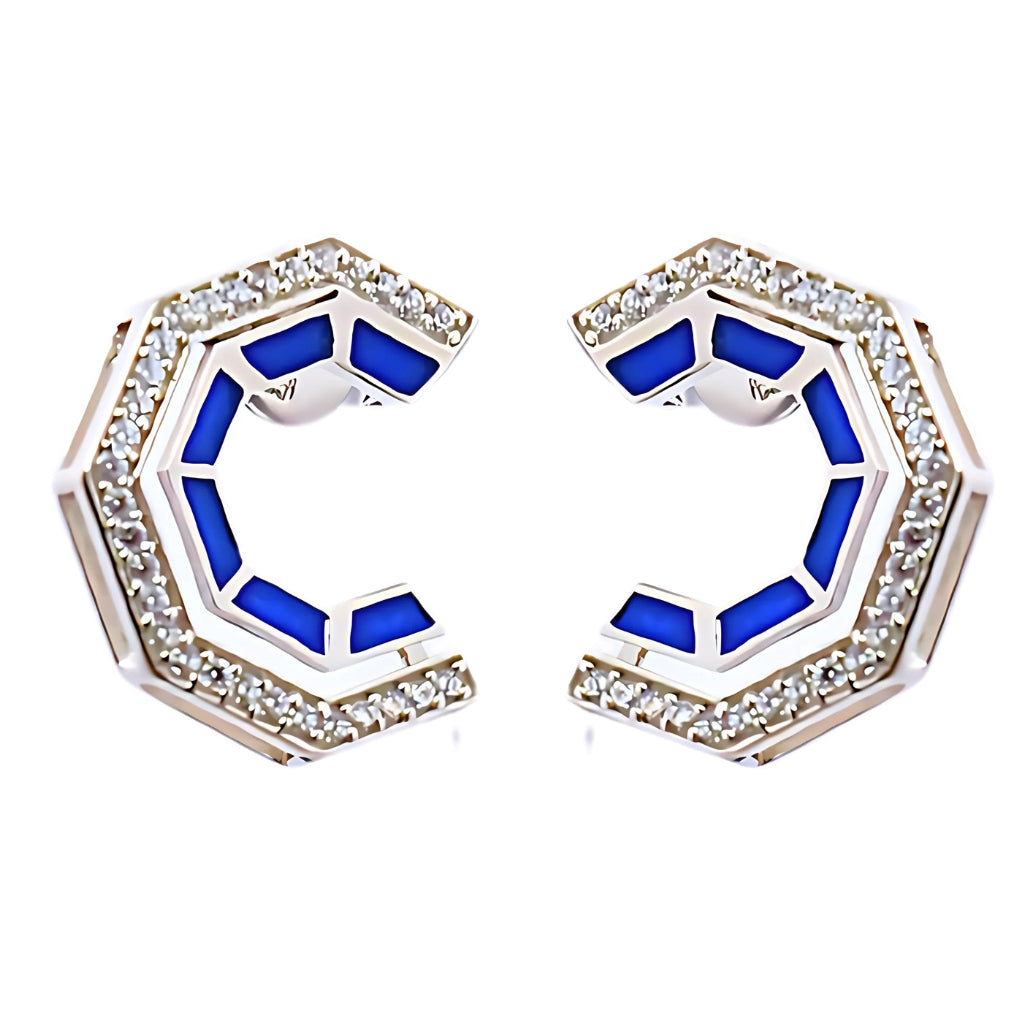 CUT EARRINGS- BLUE