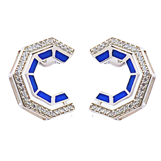 CUT EARRINGS- BLUE