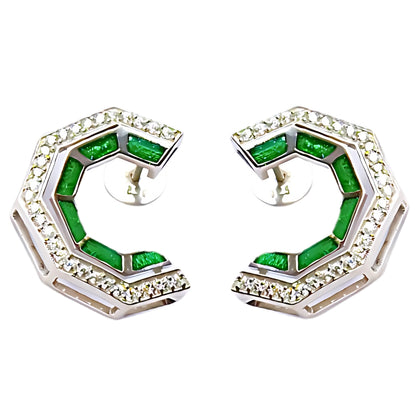 CUT EARRINGS- GREEN