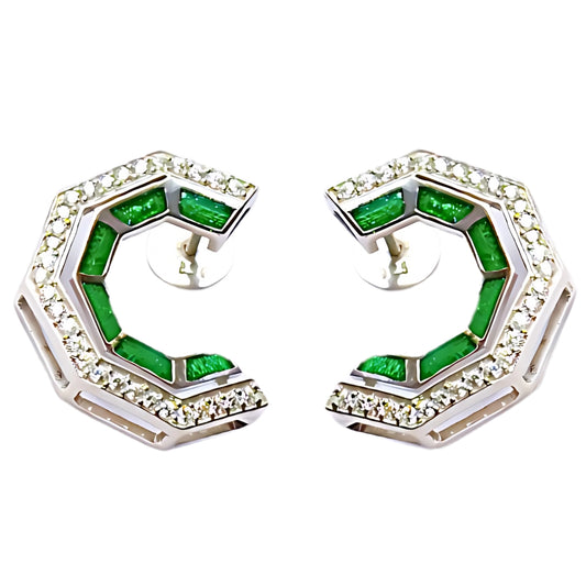 CUT EARRINGS- GREEN