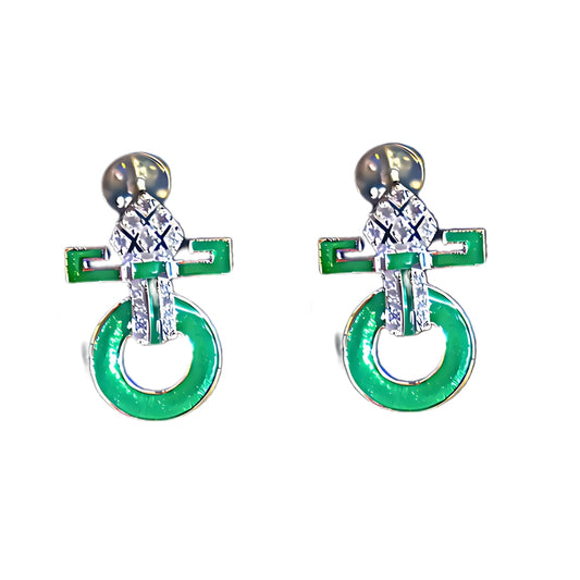 HALO EARRINGS- GREEN