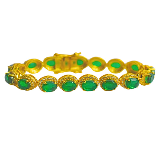 SIGNATURE OVAL BRACELET- EMERALD(G)
