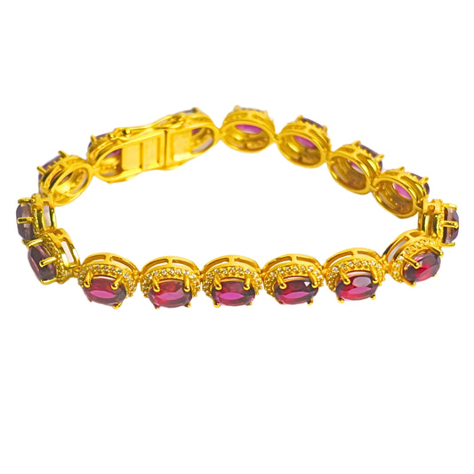SIGNATURE OVAL BRACELET- RHODOLITE(G)