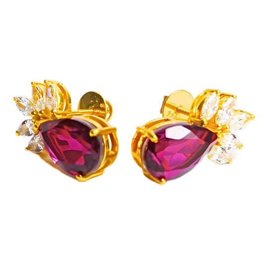 SCARLET EARRINGS- RHODOLITE(G)