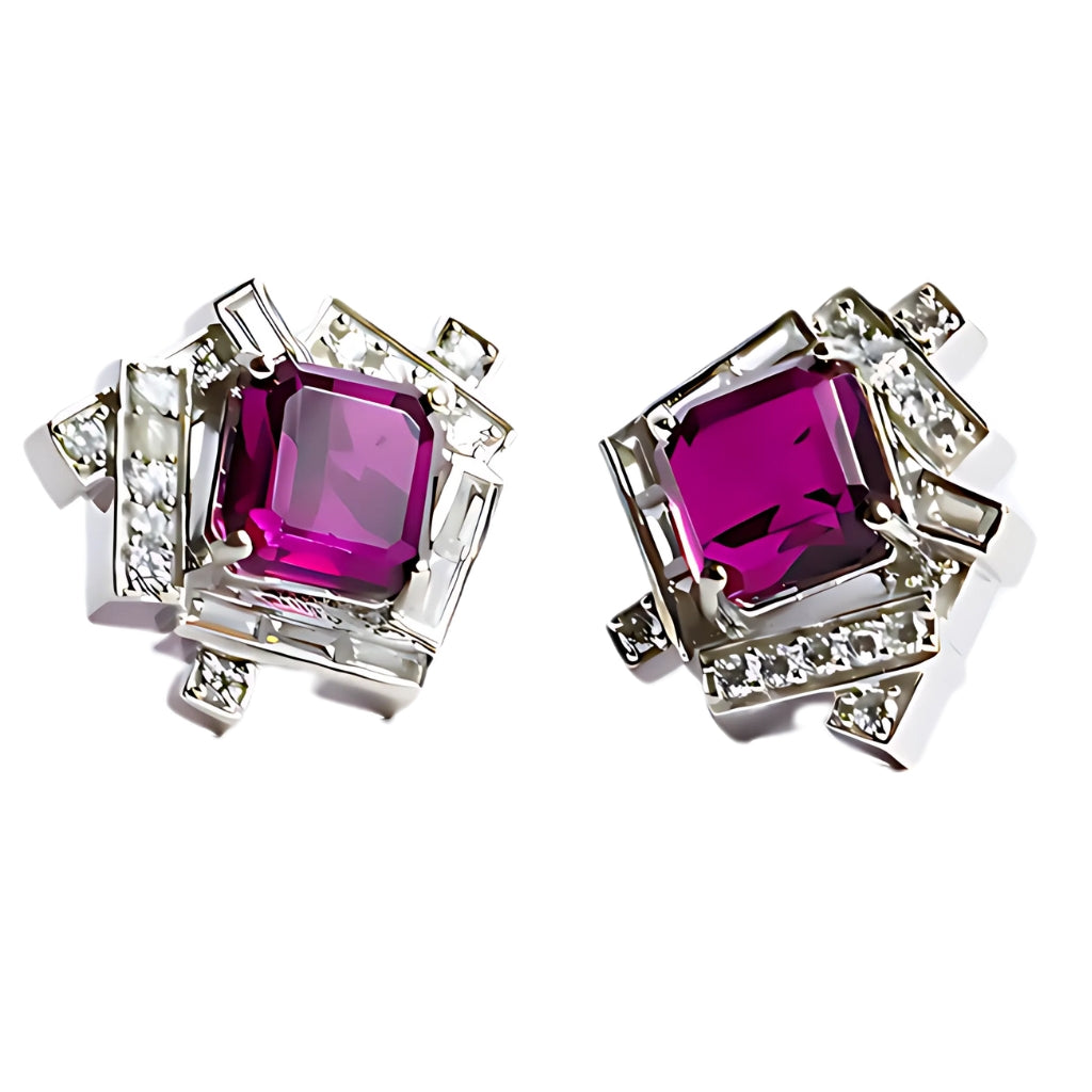 GEMFRAME EARRINGS- RHODOLITE