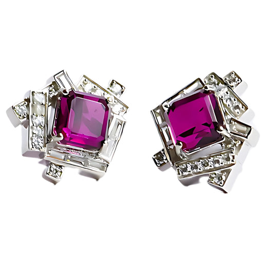 GEMFRAME EARRINGS- RHODOLITE