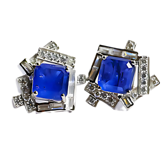 GEMFRAME EARRINGS- BLUE
